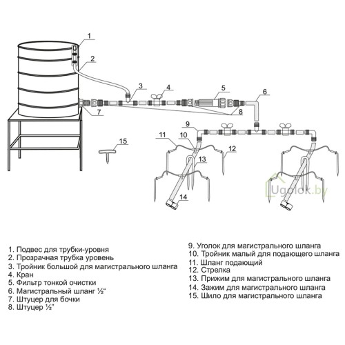 Капельный полив от емкости Жук 60 растений (тепличный) Капельный полив от емкости Жук 60 растений (тепличный)