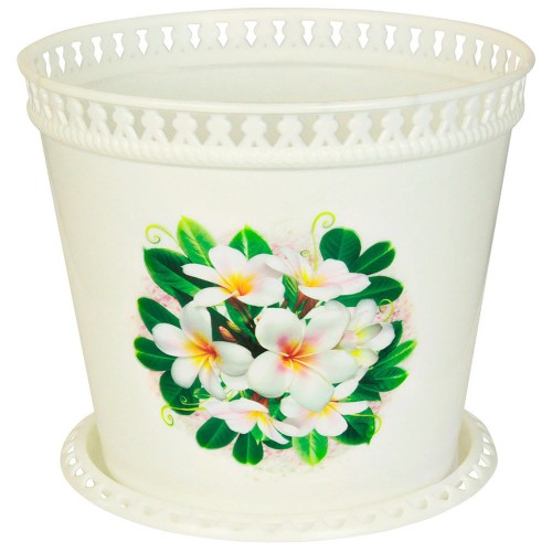 Горшок-кашпо Ажур (магнолии) 2 л, с поддоном Горшок-кашпо Ажур (магнолии) 2 л, с поддоном