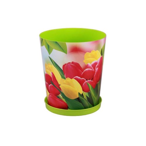 Горшок-кашпо Тюльпаны 1 л, с поддоном