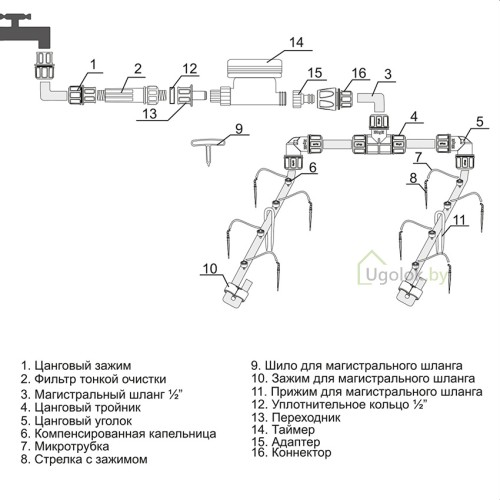 Капельный полив от водопровода ЖУК (Автомат) 30 растений Капельный полив от водопровода ЖУК (Автомат) 30 растений