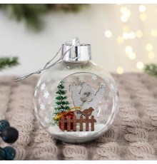 Шар пластик d-8 см "Зимние фантазии" Дед Мороз в саду, прозрачный 6938963