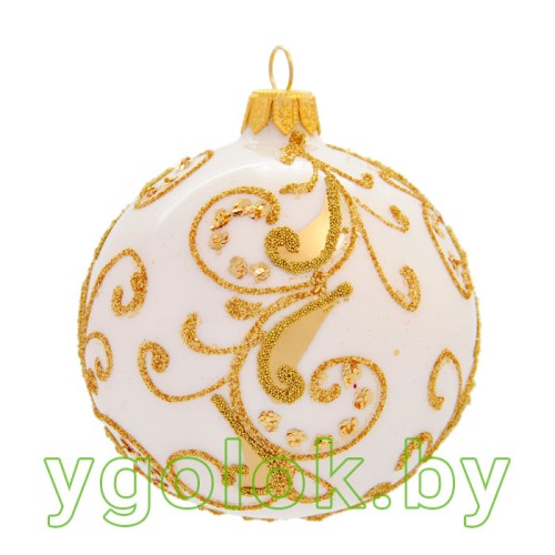 Новогодний шар 8 см А-91 белый опал (ручная работа) Новогодний шар 8 см А-91 белый опал (ручная работа)
