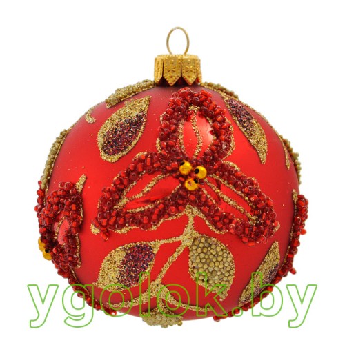 Новогодний шар 8 см Ш-319 красный матовый (ручная работа)