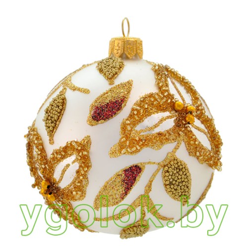 Новогодний шар 8 см Ш-319 белый матовый (ручная работа) Новогодний шар 8 см Ш-319 белый матовый (ручная работа)