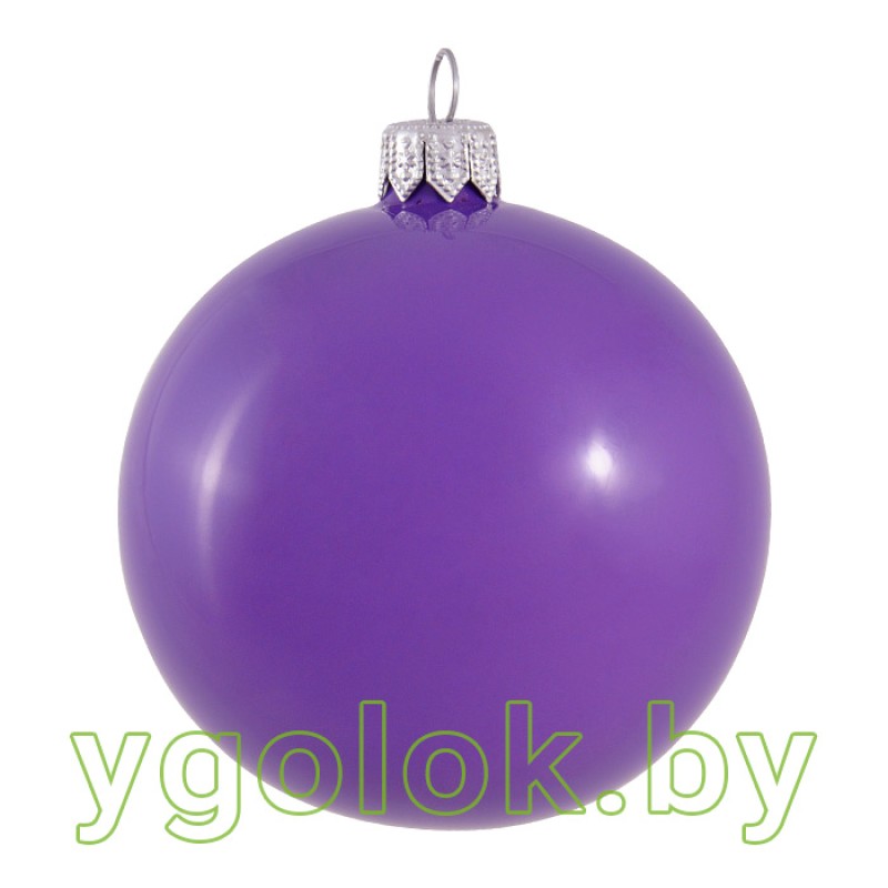 Стеклянный новогодний шар 8 см эмаль фиолетовый (ручная работа)