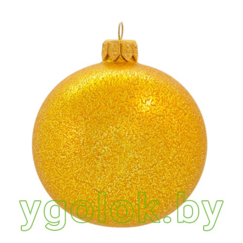 Новогодний шар 8 см глитер желтый (ручная работа)