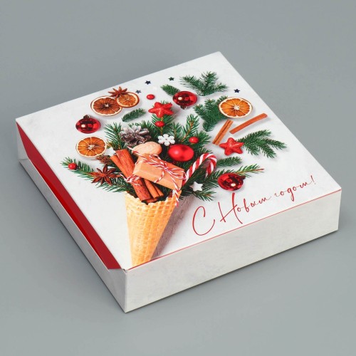 Коробка складная «С Новым годом!» 14×14×3,5 см 9748200