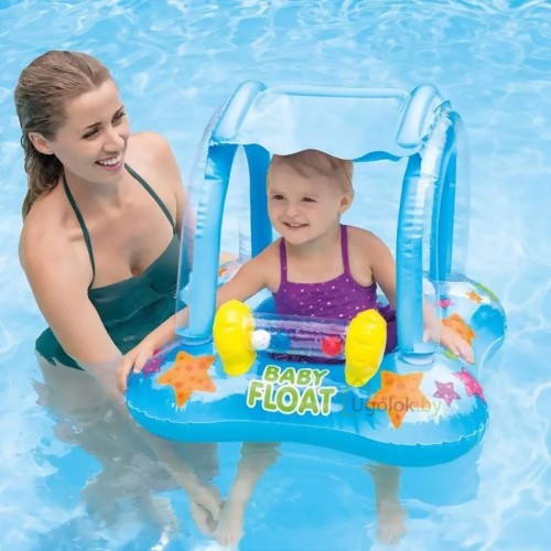 Надувной плотик-ходунки с навесом Intex Kiddie Float 81х66 см (56581NP) 1-2 года