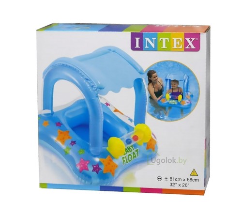 Надувной плотик-ходунки с навесом Intex Kiddie Float 81х66 см (56581NP) 1-2 года Надувной плотик-ходунки с навесом Intex Kiddie Float 81х66 см (56581NP) 1-2 года