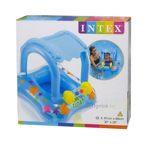 Надувной плотик-ходунки с навесом Intex Kiddie Float 81х66 см (56581NP) 1-2 года