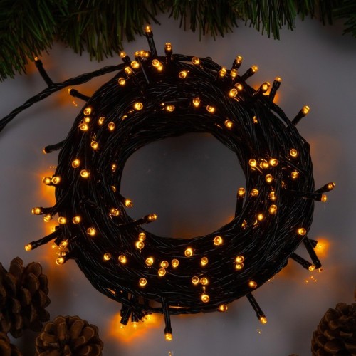 Гирлянда светодиодная «Нить» 20 м IP20 тёмная нить 200 LED свечение жёлтое 8 режимов 220 В 3556816