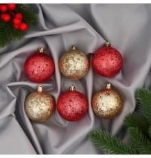 Набор шаров «Ретро», d-6 см, 6 шт (золото и красный, 9510424)