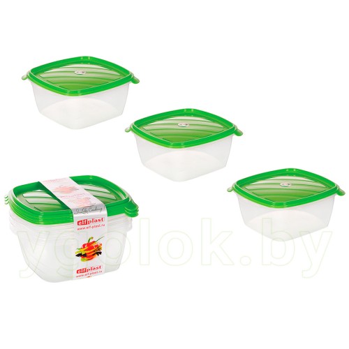 Набор квадратных контейнеров Лайт 1.2 л Набор квадратных контейнеров Лайт 1.2 л