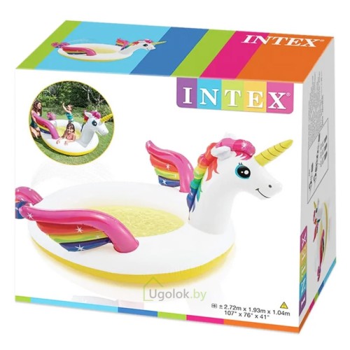 Бассейн надувной Intex Волшебный единорог с фонтаном 272x193x104см (57441NP)
