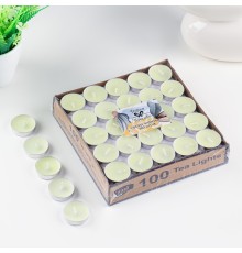 Набор чайных свечей "Дарим красиво" 100 штук бело-зелёный 2385854
