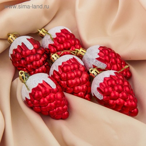 Набор елочных игрушек «Ягодка», 6 шт. (красный, 3259760)