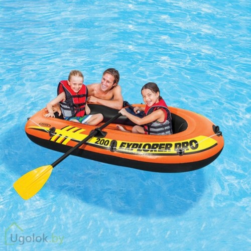 Надувная лодка Intex Explorer Pro 200 с вёслами и насосом 196x102x33 см (58357NP) 6+