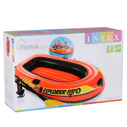 Надувная лодка Intex Explorer Pro 200 с вёслами и насосом 196x102x33 см (58357NP) 6+