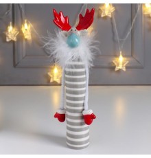 Сувенир керамика "Высокий лось" в полоску с красными рогами 22,3х5х6,3 см 6436068