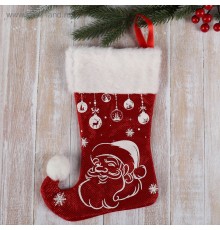 Носок для подарков "Волшебство" Дед Мороз 18х25 см бело-красный 2389000