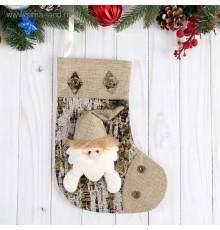 Носок для подарков "Дед Мороз, берёзка" 18х24 см коричневый 4323065