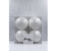 Набор пластиковых шаров ø 10 см 4 шт. белый в прозрачной упаковке (87067)