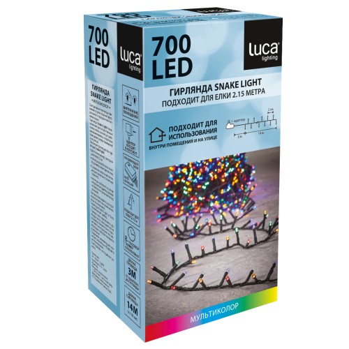 Гирлянда светодиодная Snake Light мультиколор 700 LED 8 функций длина 14 м (83778) Luca lighting