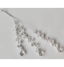 Ветка с кристаллами, 29 см (серебряная, WHF9488)
