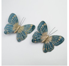 Набор бабочек с глиттером на прищепках, 11 см, 2 шт (голубые, CHQ22060/2)