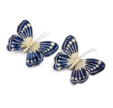 Набор бабочек с глиттером на прищепках, 11 см, 2 шт (синие, CHQ22060/3)