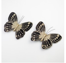 Набор бабочек с глиттером на прищепках, 11 см, 2 шт (черные, CHQ22060/4)