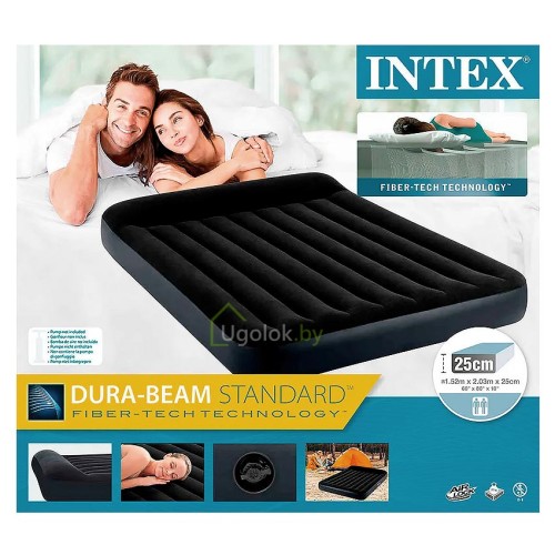 Матрас надувной с подголовником Intex Pillow Rest Classic, 203*152*25 см (64143)