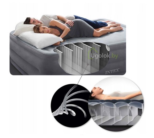 Матрас самонадувной с подголовником Intex Pillow Rest Classic, 191*137*25 см (64148NP)