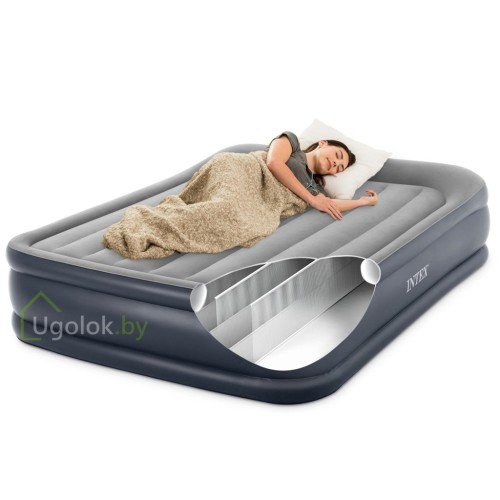 Кровать самонадувная с подголовником Intex Deluxe Pillow Rest, 203*152*42 см (64136)