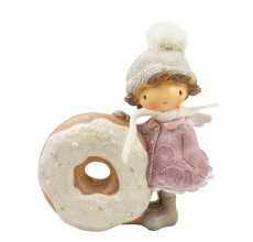 Сувенир новогодний «Девочка с пончиком», 15*13 см (SW22-70301A-2)