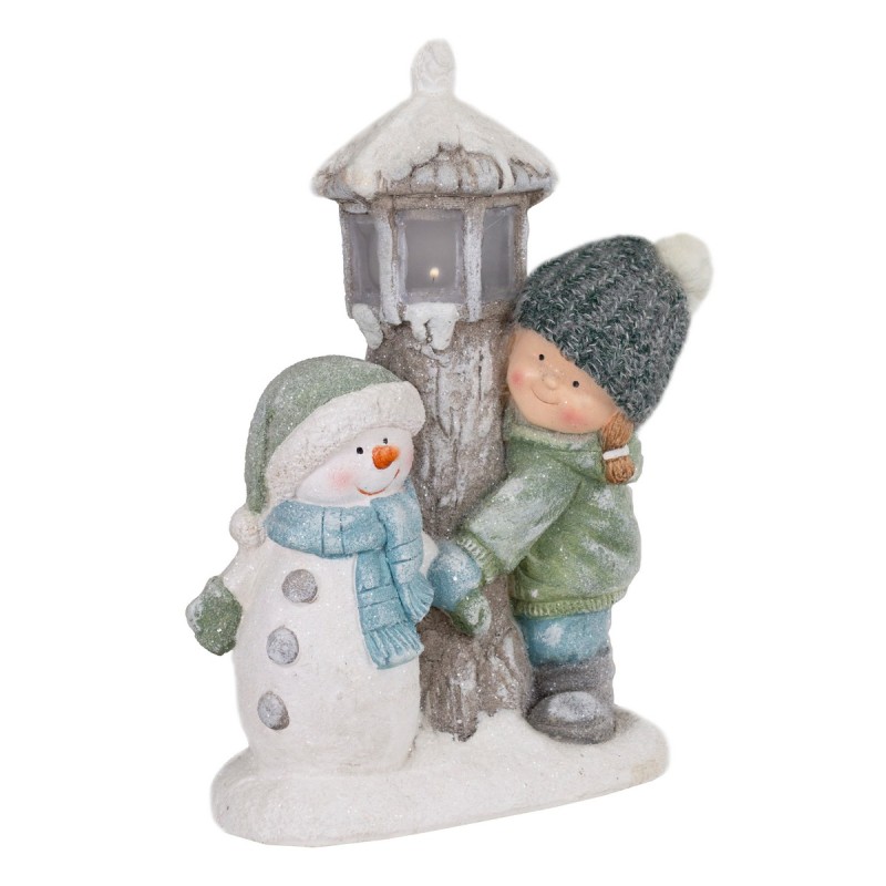 Керамическая фигура с LED подсветкой «Девочка со снеговиком», 43,5*29 см (AT122-22153C)