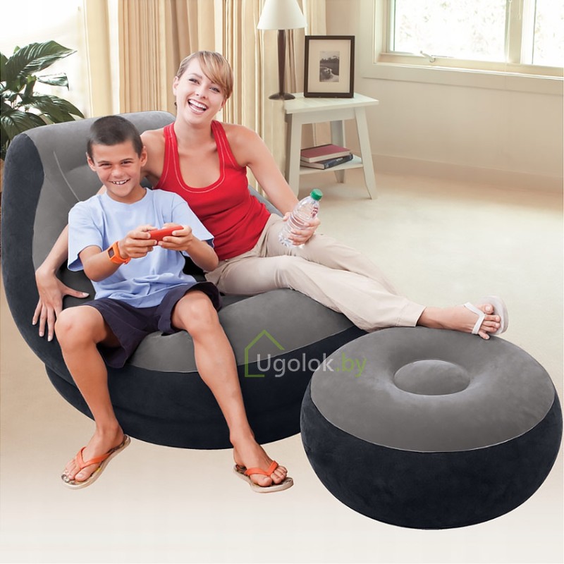 Надувное кресло Intex Ultra Lounge с пуфиком 68564NP (130х99х76 см)
