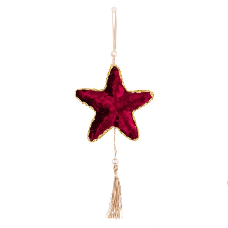 Елочное украшение «Звезда с кисточкой», 20*11 см (красный, 211-0801D)