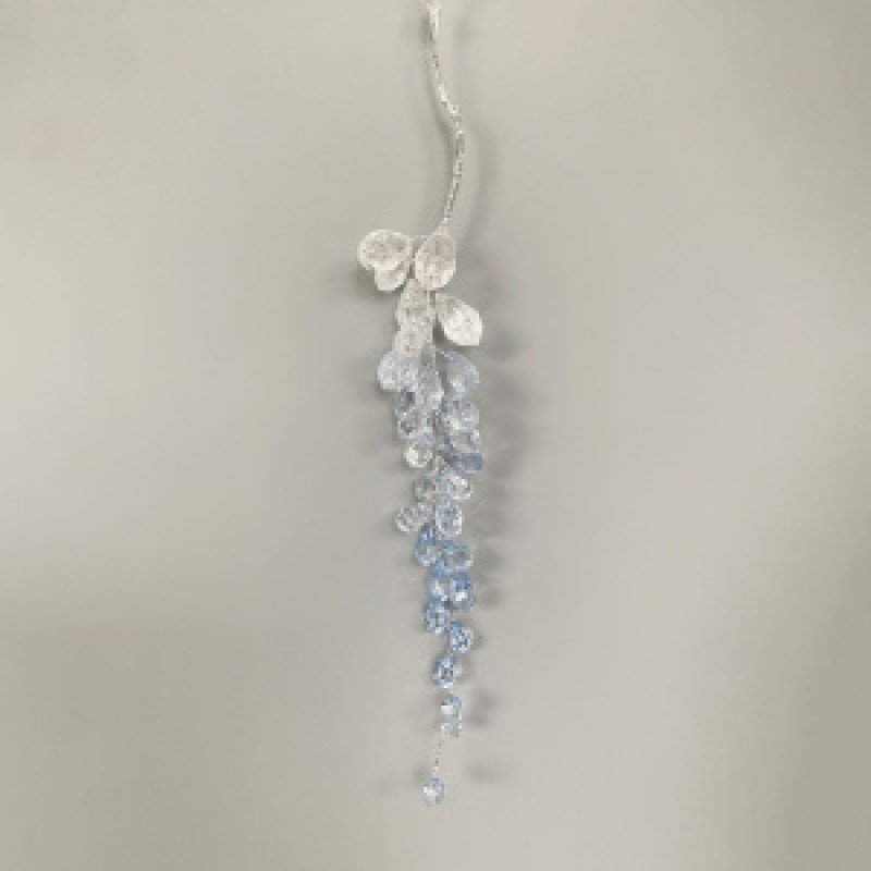 Новогоднее украшение: подвеска с кристаллами, 25 см (голубой, SL130-674)