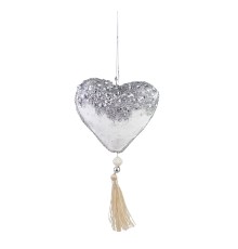 Елочное украшение «Сердце с кисточкой», 20*11 см (серебряное, 688221058W45)