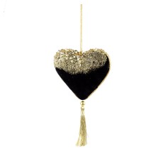 Елочное украшение «Сердце с кисточкой», 20*11 см (черное, 688211349)