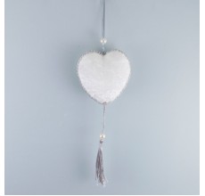 Елочное украшение «Сердце с кисточкой», 20*8 см (белое, 211-0800A)