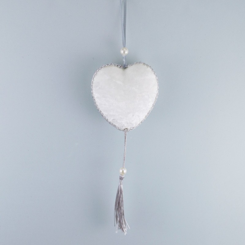 Елочное украшение «Сердце с кисточкой», 20*8 см (белое, 211-0800A)