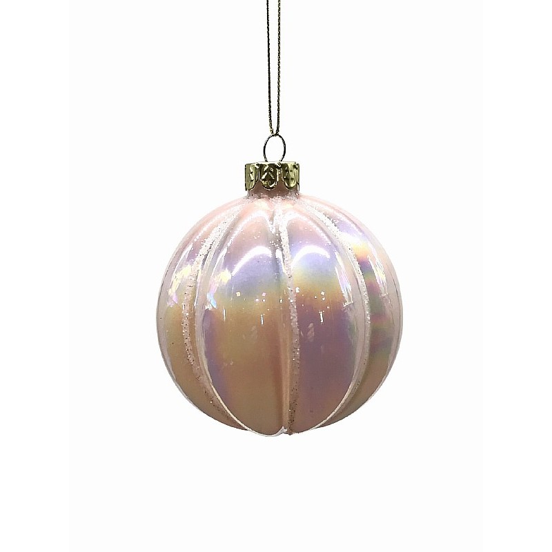 Елочная игрушка шар Зефир 10 см стекло 22-104 розовый