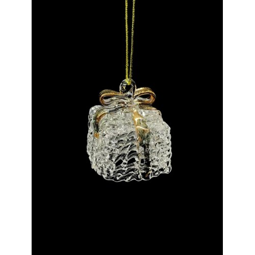 Елочная игрушка «Подарок квадратный», 4*4,5 см (стекло, 23-242)