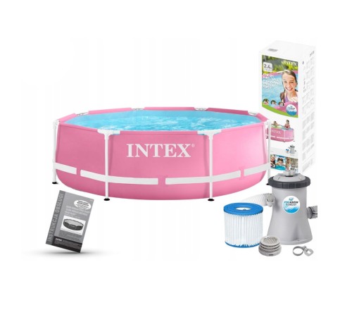Бассейн каркасный Intex Metal Frame 244x76 см с фильтр-насосом (28292NP) Розовый Бассейн каркасный Intex Metal Frame 244x76 см с фильтр-насосом (28292NP) Розовый