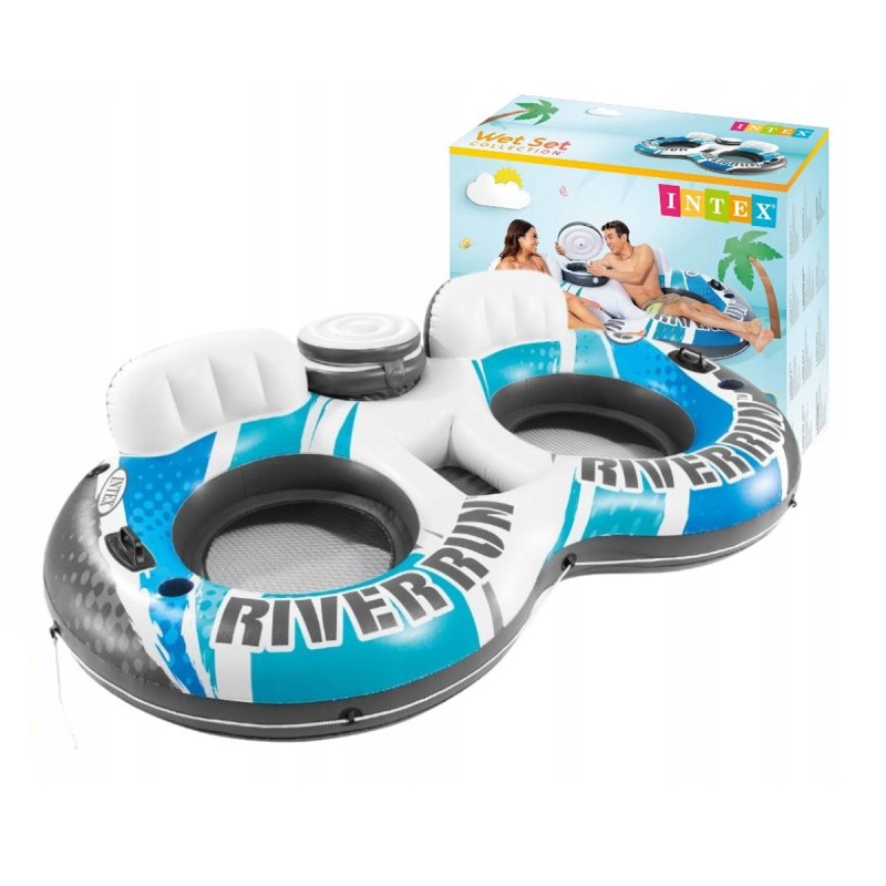 Надувной круг для двоих с холодильником Intex River Run (Небесный) 264x142 см (56827EU) 56827EU купить в Минске - интернет-магазин Ugolok.by
