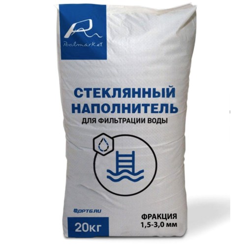 Стеклянный песок для фильтр-насов Poolmarket 20 кг (6732) фракция 0,5 - 1,3мм Стеклянный песок для фильтр-насов Poolmarket 20 кг (6732) фракция 0,5 - 1,3мм