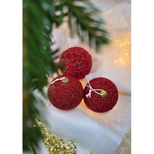 Шар новогодний пластиковый набор 3шт. Д8см 3-39172-5 красный