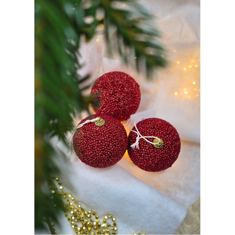 Шар новогодний пластиковый набор 3шт. Д8см 3-39172-5 красный 3-39172-5 купить в Минске - интернет-магазин Ugolok.by